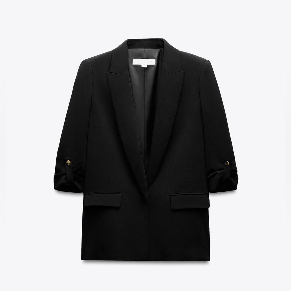 Zara Black Blazer w/ Rolled-Up Sleeves